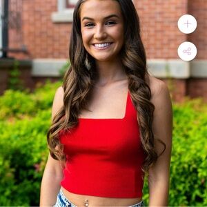 Le Lis Red Fitted Crop Tank Top